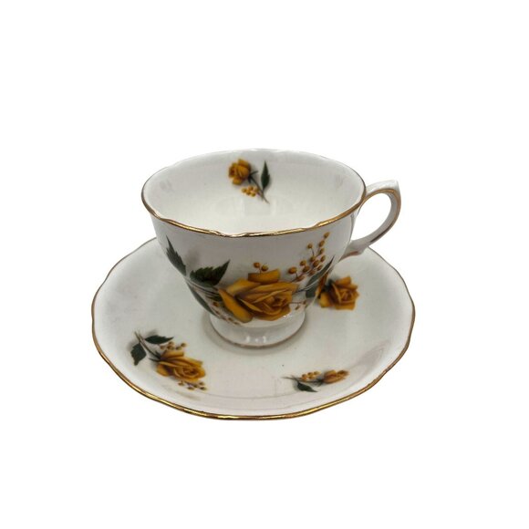 Vintage Royal Vale Bone China Yellow Rose Tea Cup & Saucer Set English Floral - Picture 1 of 5